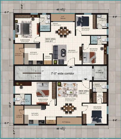 faded BrickX Prakasam One apartment floor plan