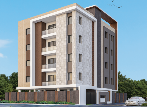 Prakasam One modern residential apartment building exterior rendering.